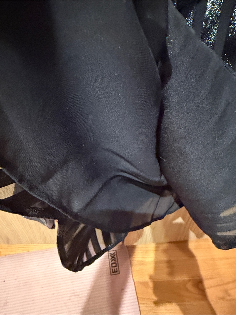 J. Crew Black Top With Shiny Strips, Bow on the Back and Lining - Picture 6 of 6